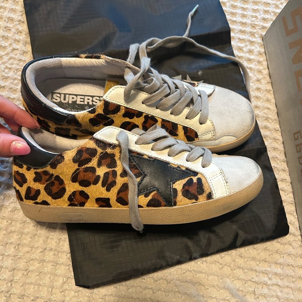 Golden Goose Brown and Black Distressed Sneakers